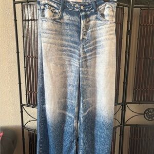 Mila Rosabella Blue and White Flare Sweatpants Jeans - Medium